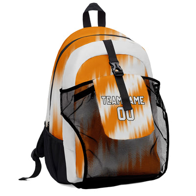 Customize Orange White Backpacks Featuring Personalized Names, Numbers and Logos