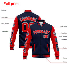 Custom Varsity Jacket Letterman Jacket For Men, Women And Youth Navy Red