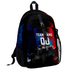 Customize Blue Red Sports Backpacks Featuring Personalized Names, Numbers and Logos