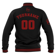 Custom Black Red  Waterproof Varsity Jackets Personalized Stitched Name Number Logo to Letterman Jackets