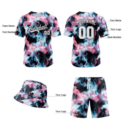 Custom Hawaiian Baseball Jersey and Shorts Set 2 Pieces Print Beach Suit with adults and kid for Bucket Hats