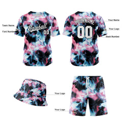 Custom Hawaiian Baseball Jersey and Shorts Set 2 Pieces Print Beach Suit with adults and kid for Bucket Hats