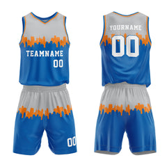 Custom Gray-Gray Blue Basketball Jersey for man women uniform Suit Kids Adults Personalized Jersey