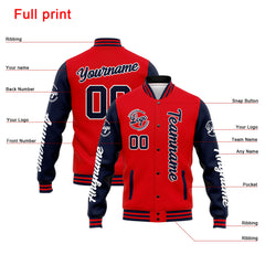 Custom Varsity Jacket Letterman Jacket For Men, Women And Youth Navy Red