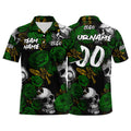 Custom Rose Skull-Green&Yellow Football Polo Shirts Add Your Unique Logo/Name/Number