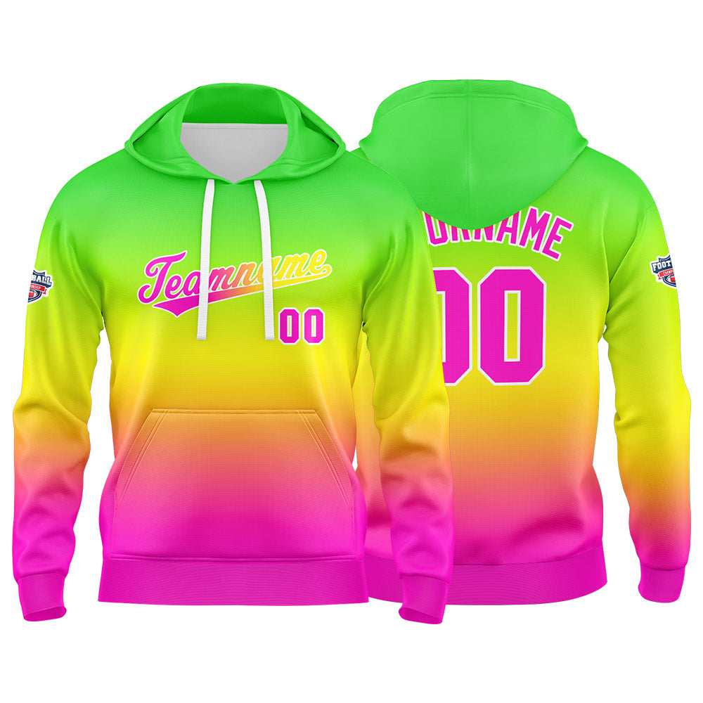 Custom Sweatshirt Hoodie For Man Woman Girl Boy Print Your Logo Name Number Green Yellow  Pink