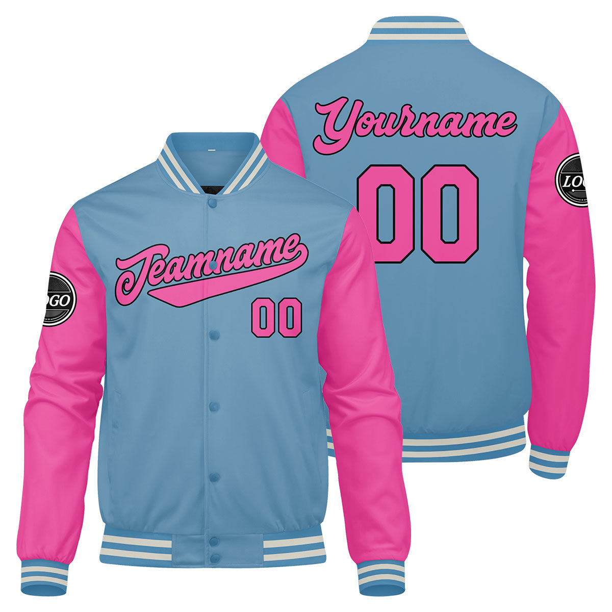 Custom Varsity Jacket Letterman Jacket For Men, Women And Youth Pink