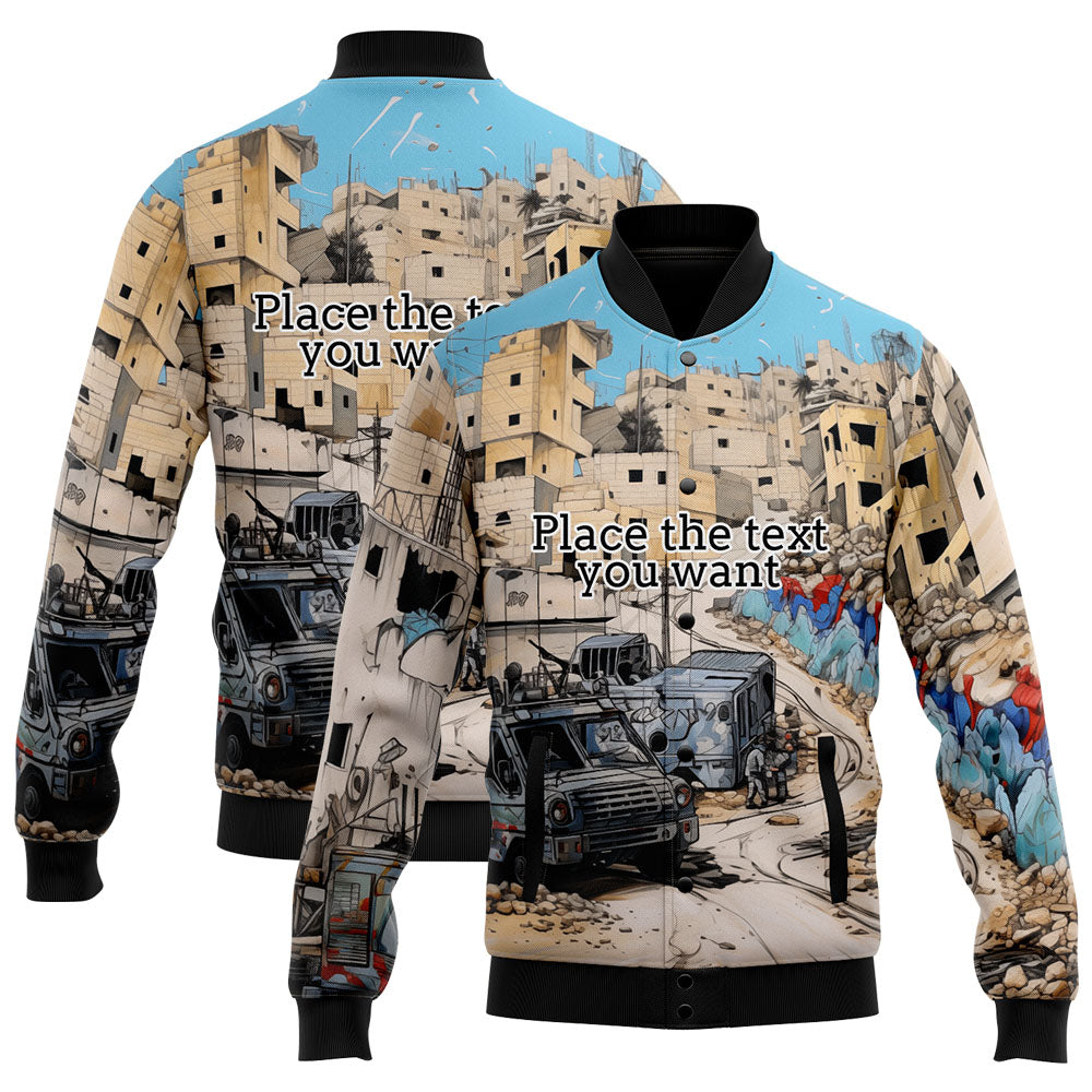 Custom Graffiti Pattern Scratch 3D Bomber Varsity Lefferman Jacket