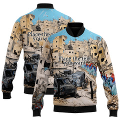 Custom Graffiti Pattern Scratch 3D Bomber Varsity Lefferman Jacket