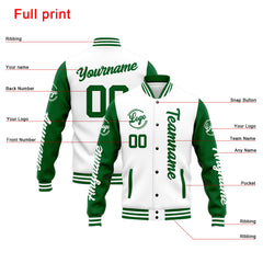 Custom Varsity Jacket Letterman Jacket For Men, Women And Youth Green White