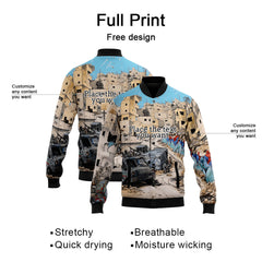 Custom Graffiti Pattern Scratch 3D Bomber Varsity Lefferman Jacket