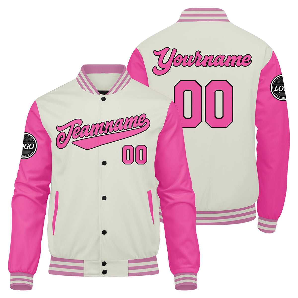 Custom Varsity Jacket Letterman Jacket For Men, Women And Youth Pink