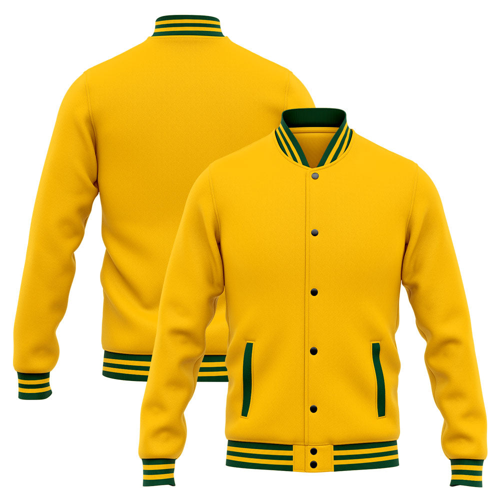 Custom Varsity Jacket Letterman Jacket For Men, Women And Youth Green Yellow