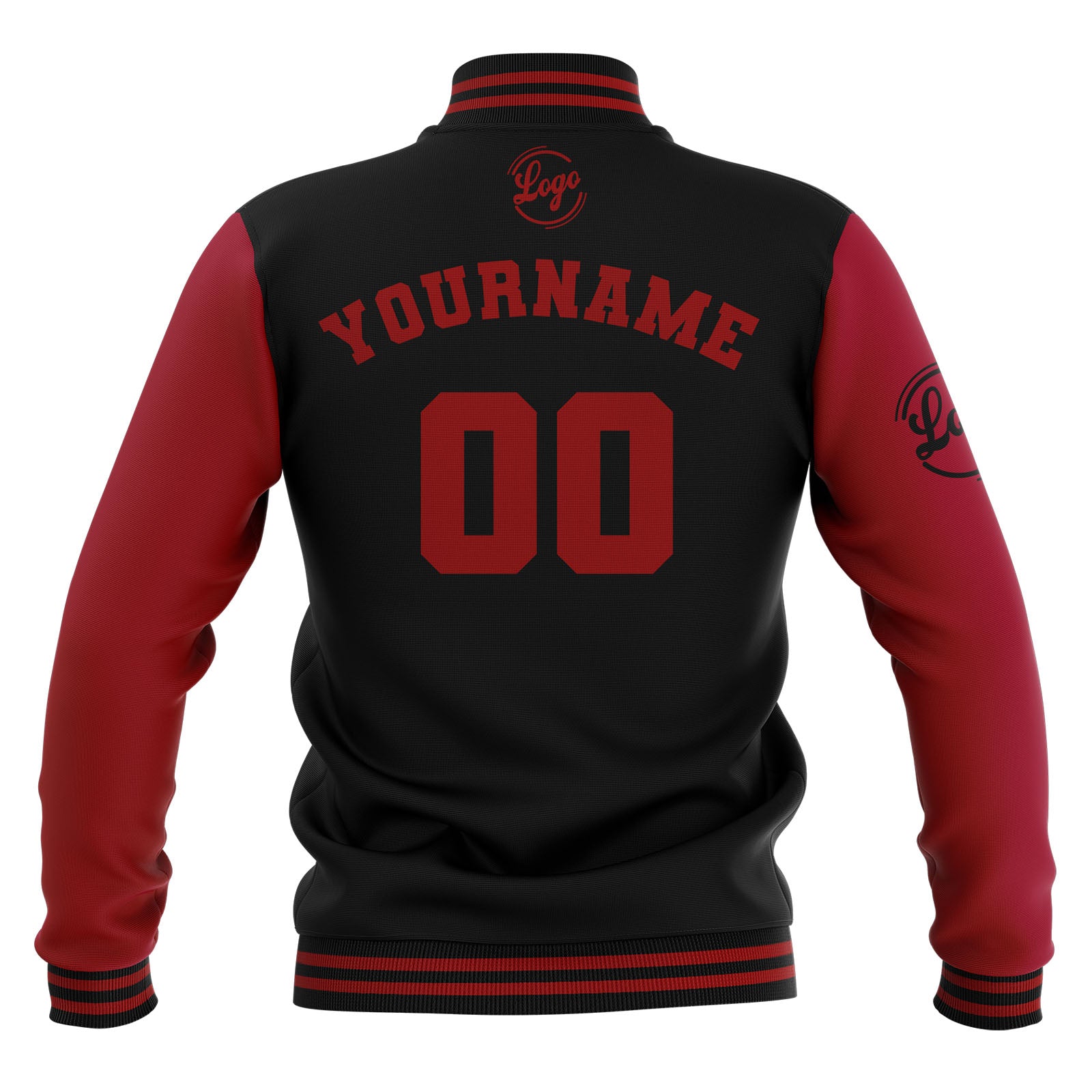 Custom Black Red  Waterproof Varsity Jackets Personalized Stitched Name Number Logo to Letterman Jackets