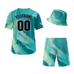 Custom Hawaiian Baseball Jersey and Shorts Set 2 Pieces Print Beach Suit with adults and kid for Bucket Hats