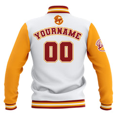 Custom White Yellow Red Waterproof Varsity Jackets Personalized Stitched Name Number Logo to Letterman Jackets