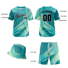 Custom Hawaiian Baseball Jersey and Shorts Set 2 Pieces Print Beach Suit with adults and kid for Bucket Hats