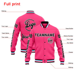 Custom Varsity Jacket Letterman Jacket For Men, Women And Youth Pink Black