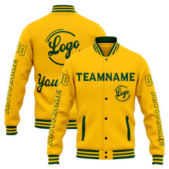 Custom Varsity Jacket Letterman Jacket For Men, Women And Youth Green Yellow