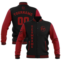 Custom Black Red  Waterproof Varsity Jackets Personalized Stitched Name Number Logo to Letterman Jackets