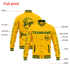 Custom Varsity Jacket Letterman Jacket For Men, Women And Youth Green Yellow