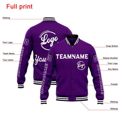 Custom Varsity Jacket Letterman Jacket For Men, Women And Youth Purple