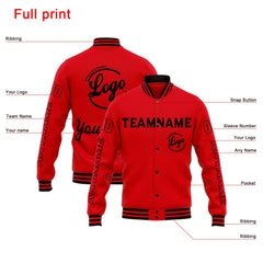 Custom Varsity Jacket Letterman Jacket For Men, Women And Youth Red Black