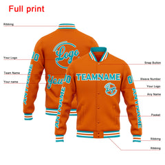 Custom Varsity Jacket Letterman Jacket For Men, Women And Youth Orange Teal