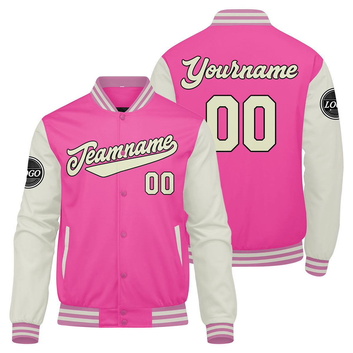 Custom Varsity Jacket Letterman Jacket For Men, Women And Youth Pink