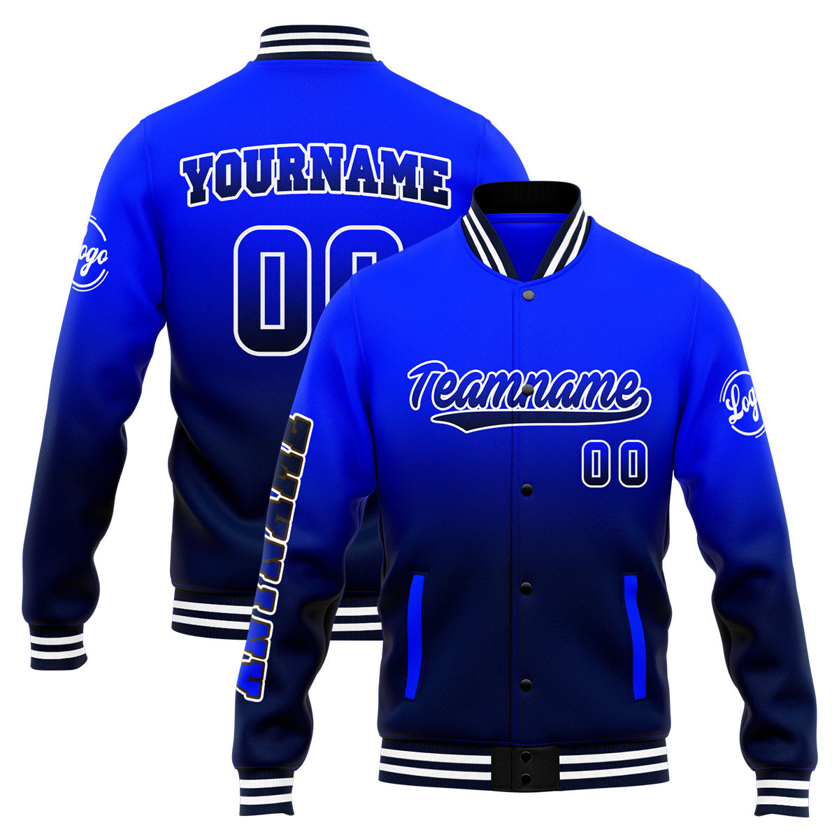 Custom Varsity Jacket Letterman Jacket For Men, Women And Youth Royal&Navy