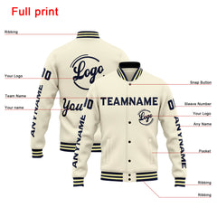 Custom Varsity Jacket Letterman Jacket For Men, Women And Youth Cream Navy