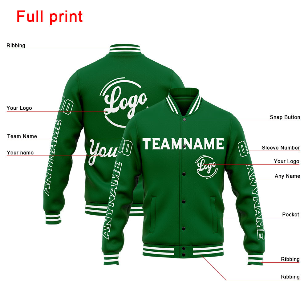 Custom Varsity Jacket Letterman Jacket For Men, Women And Youth Green