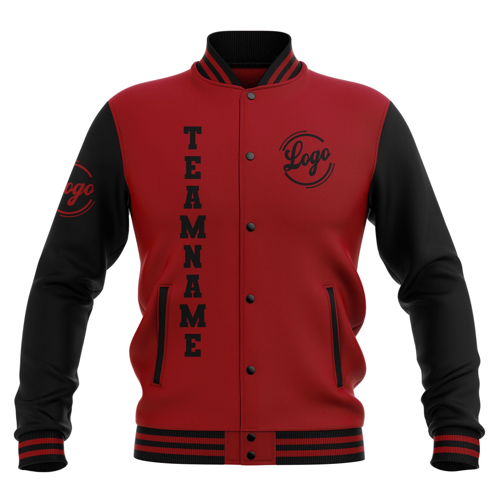 Custom Black Red  Waterproof Varsity Jackets Personalized Stitched Name Number Logo to Letterman Jackets