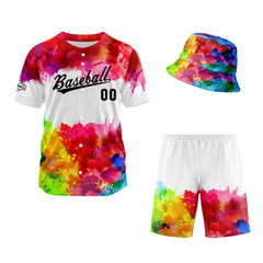 Custom Hawaiian Baseball Jersey and Shorts Set 2 Pieces Print Beach Suit with adults and kid for Bucket Hats