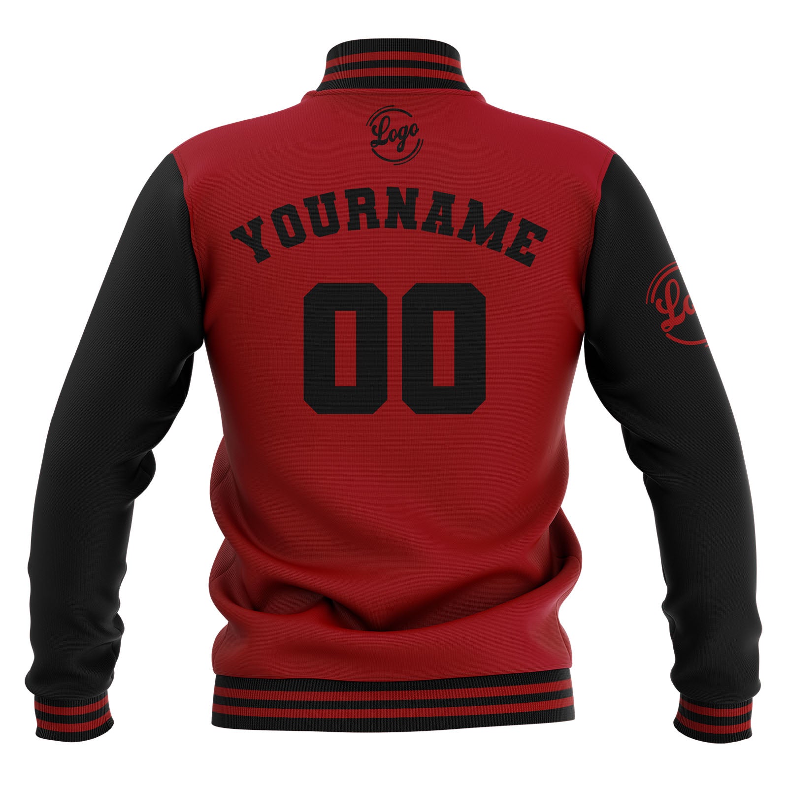 Custom Black Red  Waterproof Varsity Jackets Personalized Stitched Name Number Logo to Letterman Jackets