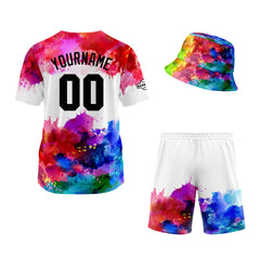 Custom Hawaiian Baseball Jersey and Shorts Set 2 Pieces Print Beach Suit with adults and kid for Bucket Hats