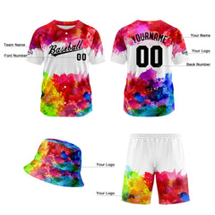 Custom Hawaiian Baseball Jersey and Shorts Set 2 Pieces Print Beach Suit with adults and kid for Bucket Hats