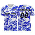 Custom Retro Skull-Royal&White T-Shirts for Sports Fans, Personalized Name and Number