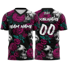 Custom Rose Skull-Roseo T-Shirts for Sports Fans, Personalized Name and Number