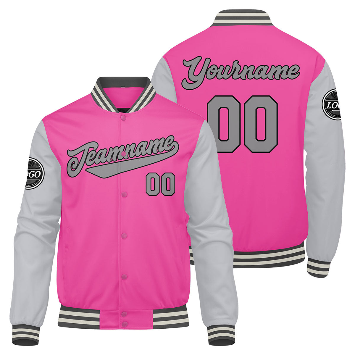 Custom Varsity Jacket Letterman Jacket For Men, Women And Youth Pink