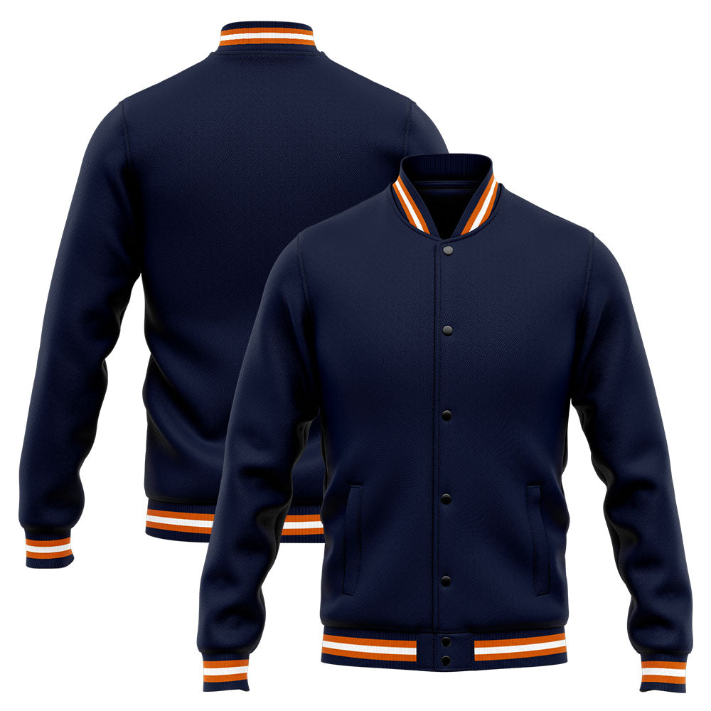 Custom Varsity Jacket Letterman Jacket For Men, Women And Youth Navy Orange