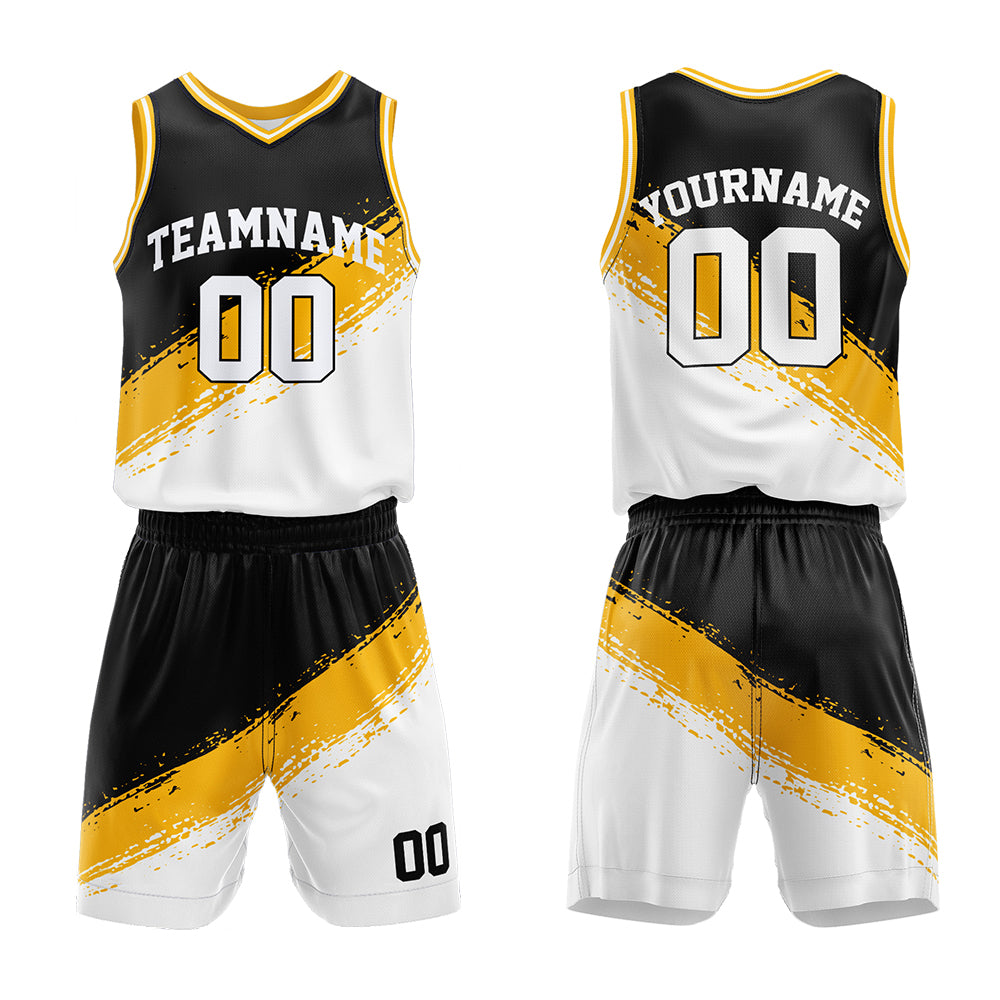 Custom Black-Yellow-White Basketball Jersey for man women uniform Suit Kids Adults Personalized Jersey