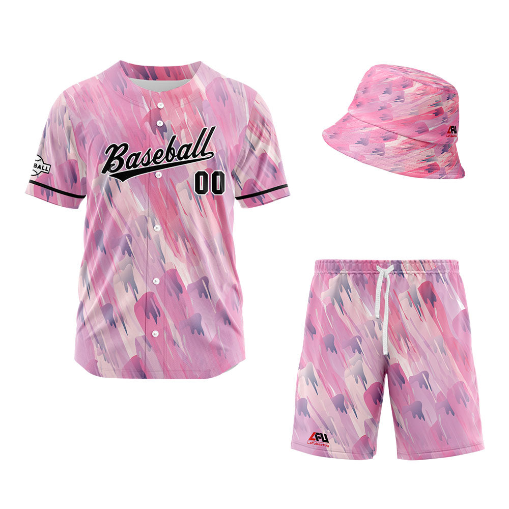 Custom Hawaiian Baseball Jersey and Shorts Set 2 Pieces Print Beach Suit with adults and kid for Bucket Hats