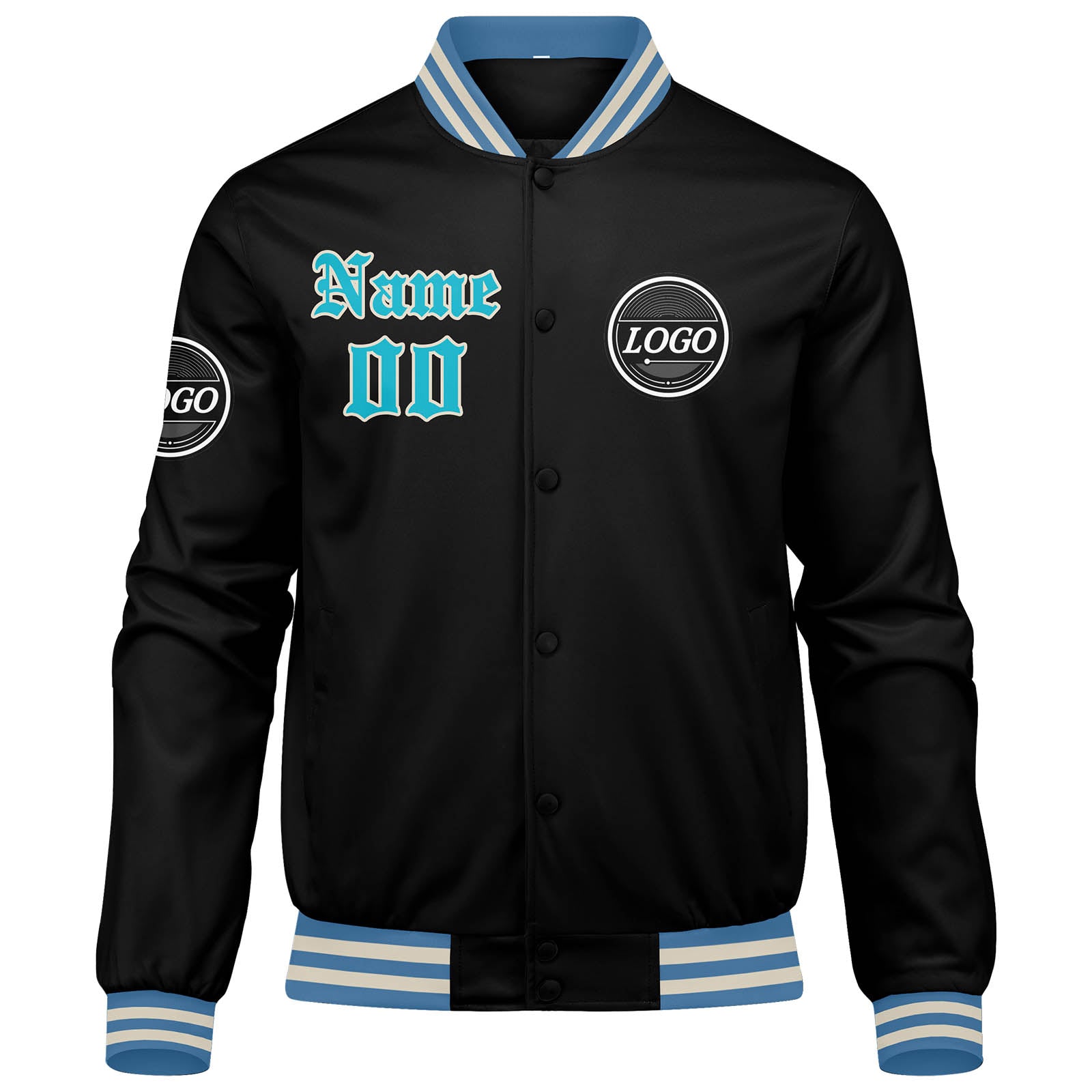 Custom Varsity Jacket Letterman Jacket For Men, Women And Youth Light Blue