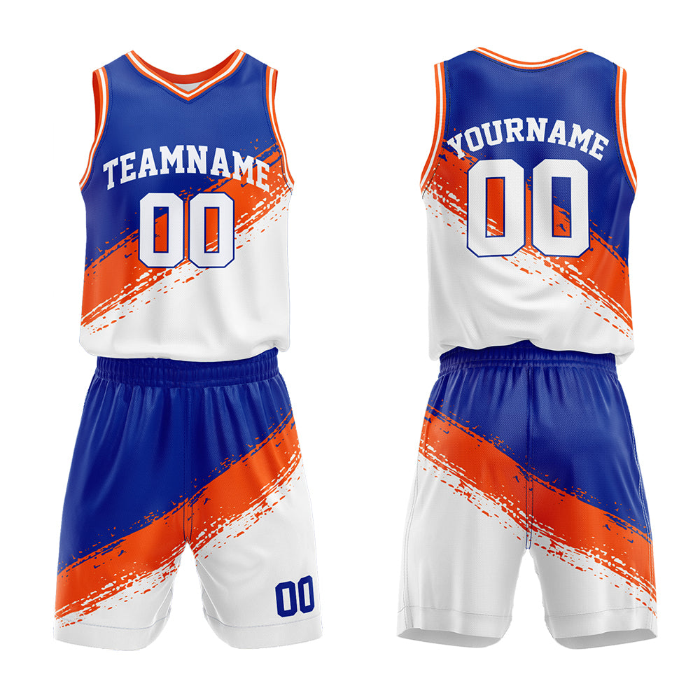 Custom Royal-Orange-White Basketball Jersey for man women uniform Suit Kids Adults Personalized Jersey