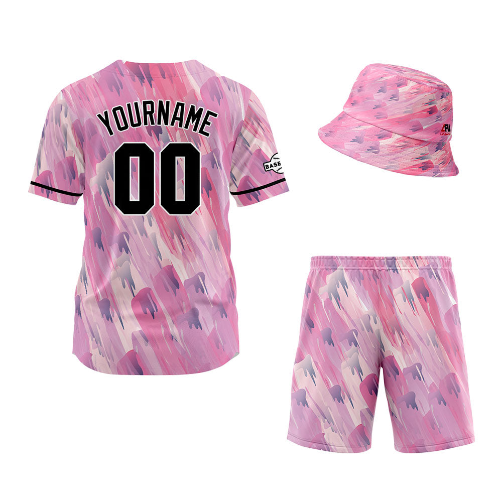 Custom Hawaiian Baseball Jersey and Shorts Set 2 Pieces Print Beach Suit with adults and kid for Bucket Hats