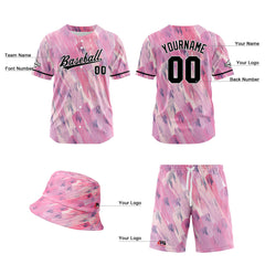 Custom Hawaiian Baseball Jersey and Shorts Set 2 Pieces Print Beach Suit with adults and kid for Bucket Hats