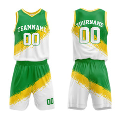 Custom Green-Yellow-White Basketball Jersey for man women uniform Suit Kids Adults Personalized Jersey