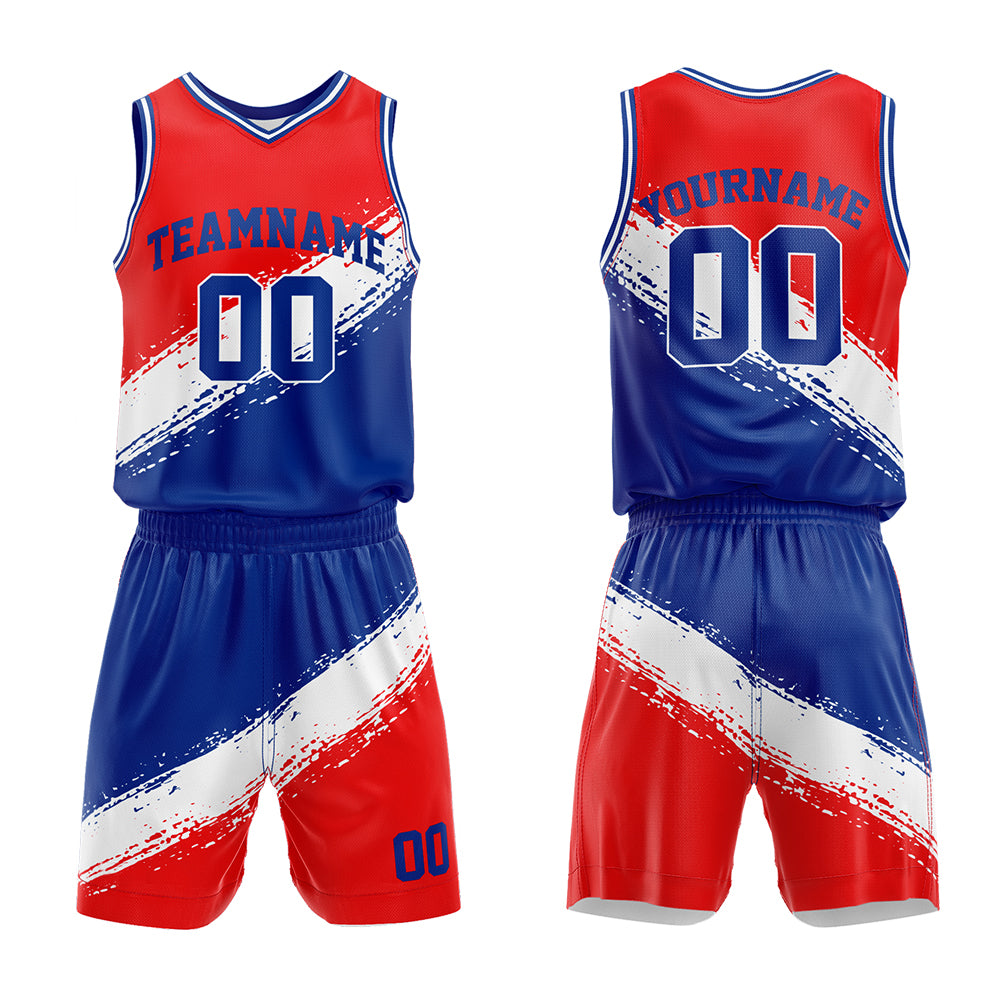 Custom Red-White-Royal Basketball Jersey for man women uniform Suit Kids Adults Personalized Jersey