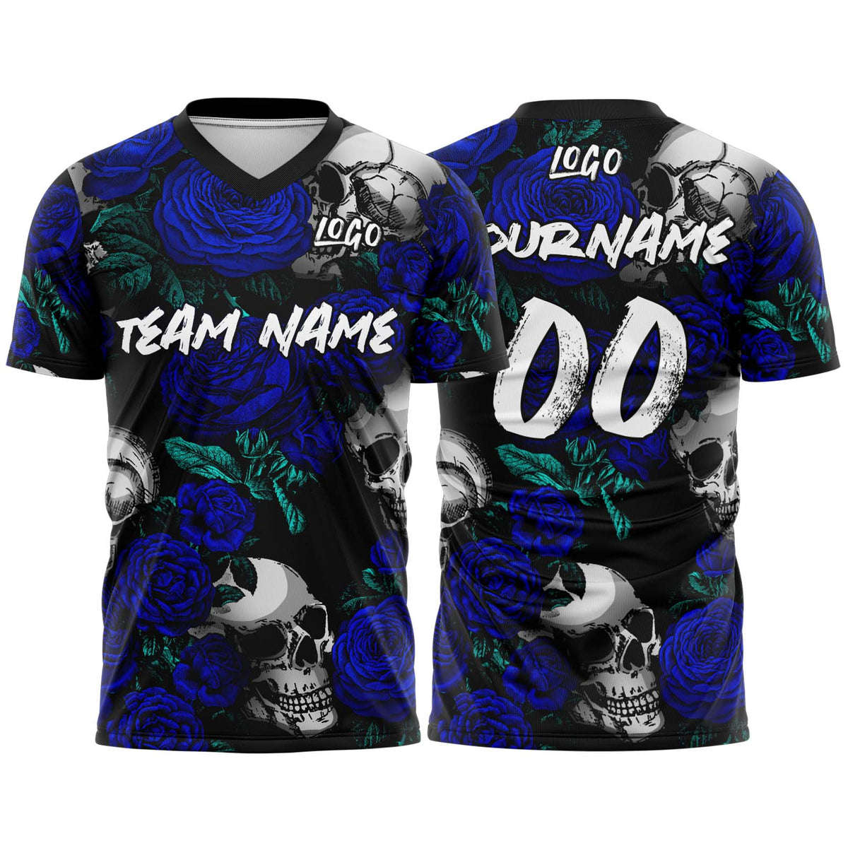 Custom Rose Skull-Royal T-Shirts for Sports Fans, Personalized Name and Number